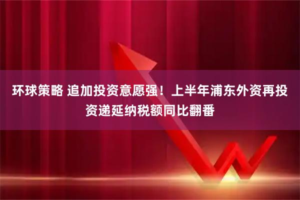环球策略 追加投资意愿强！上半年浦东外资再投资递延纳税额同比翻番